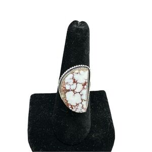 Wild Horse Jasper Sterling Silver Half Moon Ring 7 1/4